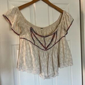 Free People Cream Off-the-Shoulder Blouse